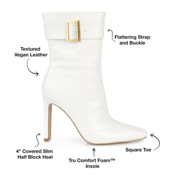 Journee Collection Elanie Heeled Boots Womens 9.5 M White Faux Croc Shoes NWB - Picture 14 of 15